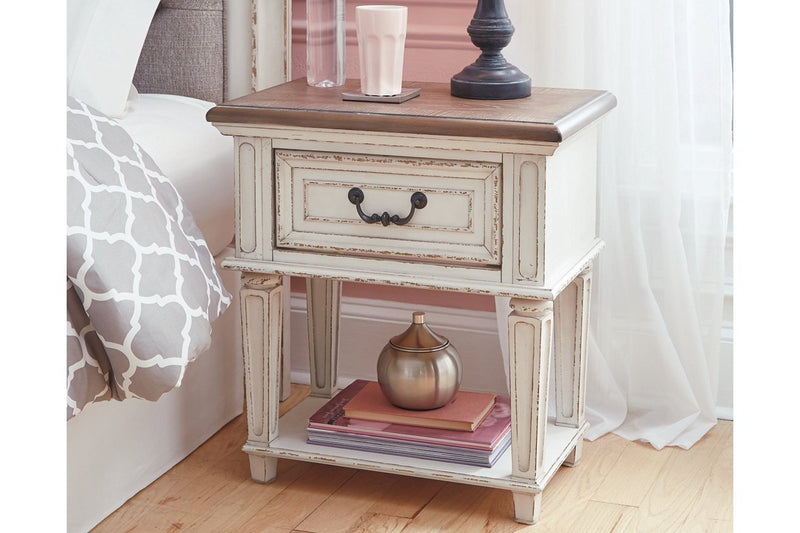 Realyn Chipped White Nightstand - DMV FurnitureNightstand