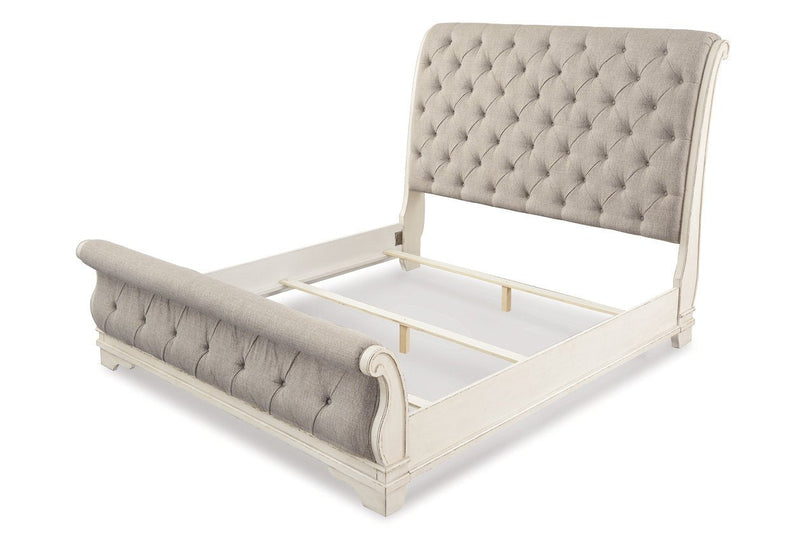 Realyn Chipped White Queen Sleigh Bed - DMV FurnitureQueen Bed