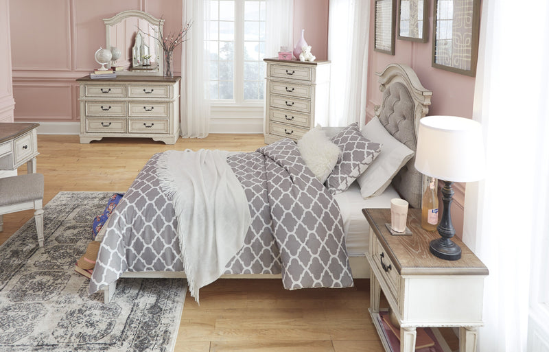 Realyn Chipped White Twin Upholstered Bed - DMV FurnitureTwin Bed