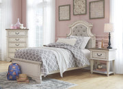 Realyn Chipped White Twin Upholstered Bed - DMV FurnitureTwin Bed