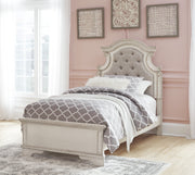 Realyn Chipped White Twin Upholstered Bed - DMV FurnitureTwin Bed