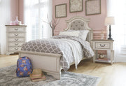 Realyn Chipped White Twin Upholstered Bed - DMV FurnitureTwin Bed