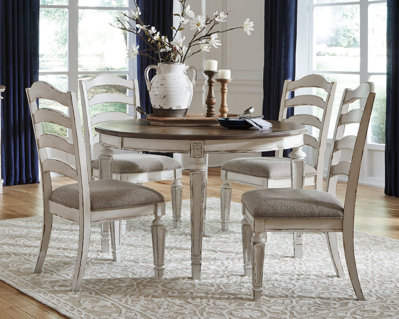 Realyn Chipped White 5-Piece Oval/Round Dining Table Set from Ashley - DMV Furniture