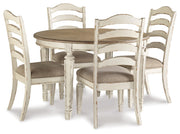 Realyn Chipped White 5-Piece Oval/Round Dining Table Set from Ashley - DMV Furniture