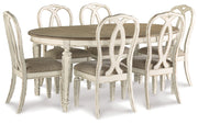 Realyn Chipped White Oval/Round Dining Table and 6 Ribbon Back Chairs from Ashley - DMV Furniture