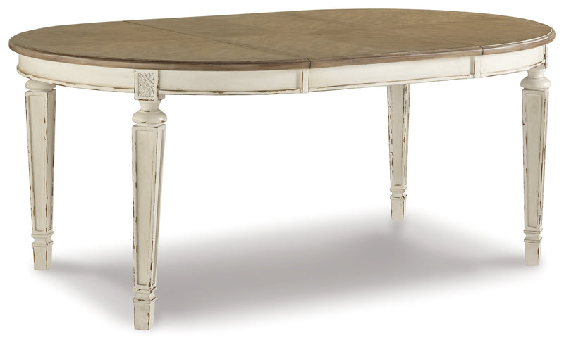 Realyn Chipped White Oval/Round Dining Table and 6 Ribbon Back Chairs from Ashley - DMV Furniture