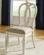 Realyn Chipped White Oval/Round Dining Table and 6 Ribbon Back Chairs from Ashley - DMV Furniture