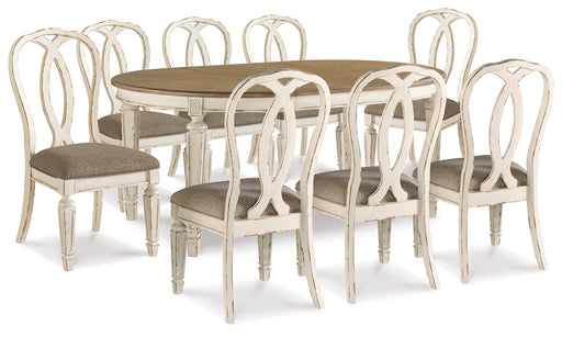 Realyn Chipped White Dining Table and 8 Ribbon Back Chairs from Ashley - DMV Furniture