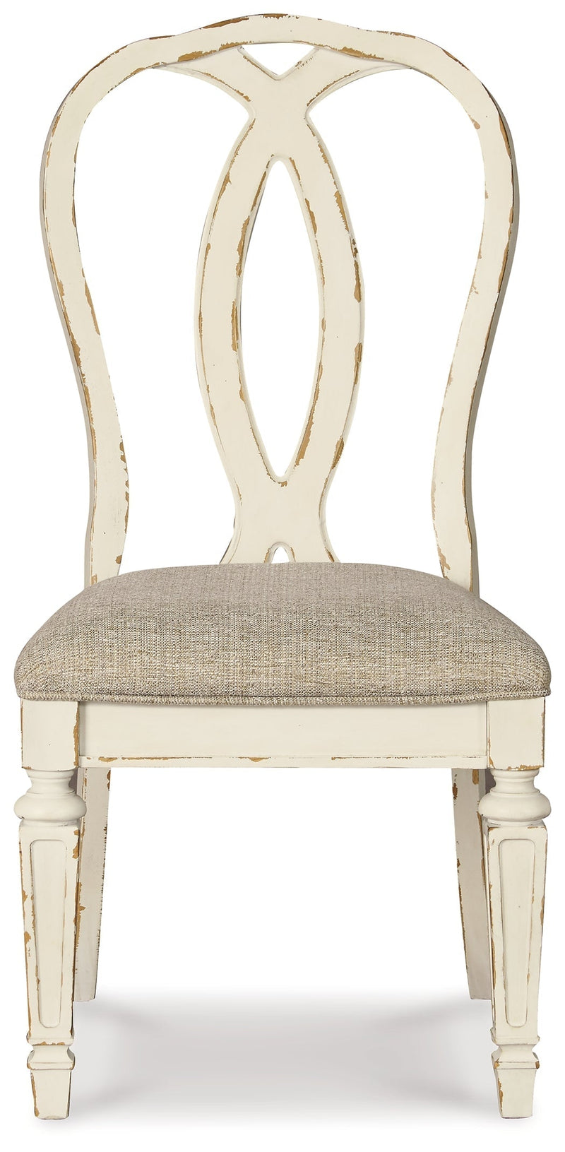 Realyn Chipped White Dining Table and 8 Ribbon Back Chairs from Ashley - DMV Furniture
