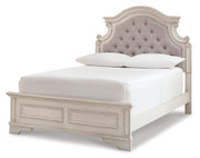 Realyn Full Panel Bed with Mirrored Dresser, Chest and Nightstand in Chipped White from Ashley - DMV Furniture