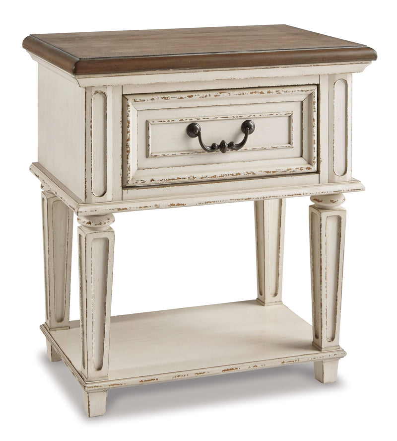 Realyn Full Panel Bed with Mirrored Dresser, Chest and Nightstand in Chipped White from Ashley - DMV Furniture