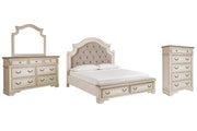 Realyn King Upholstered Bed with Mirrored Dresser and Chest in Two-tone - PKG010792