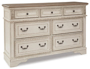 Realyn Queen Sleigh Bed with Dresser in Chipped White - PKG006666
