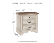 Realyn Queen Upholstered Panel Bed with Mirrored Dresser and 2 Nightstands in Chipped White from Ashley - DMV Furniture