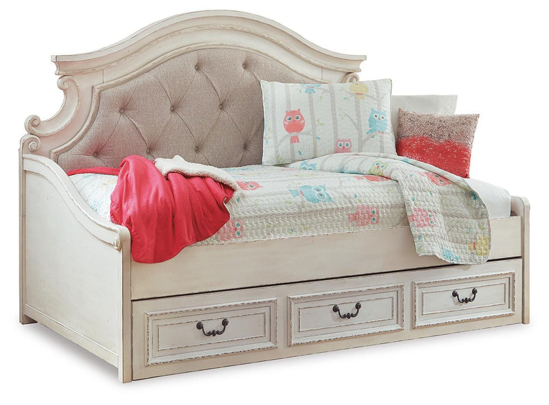 Realyn Twin Day Bed with Storage, Dresser, Mirror and Nightstand - B743B94