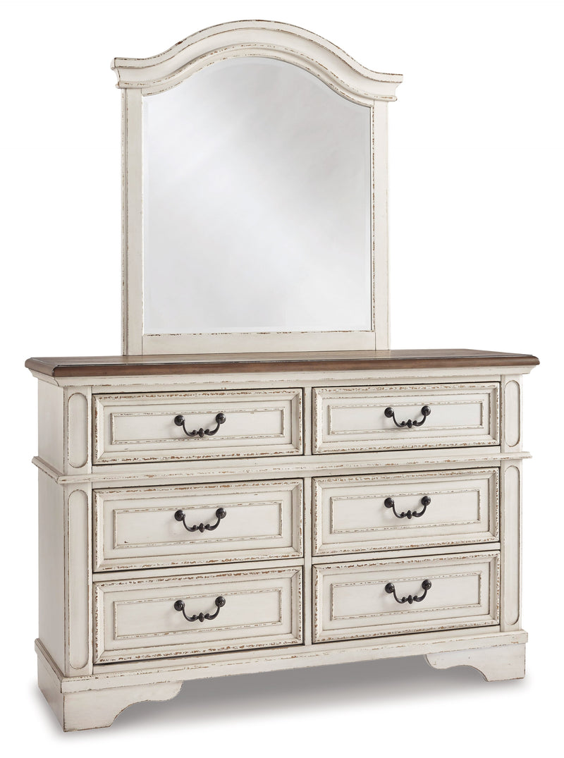 Realyn Twin Panel Bed with Mirrored Dresser, Chest and 2 Nightstands in Chipped White from Ashley - DMV Furniture