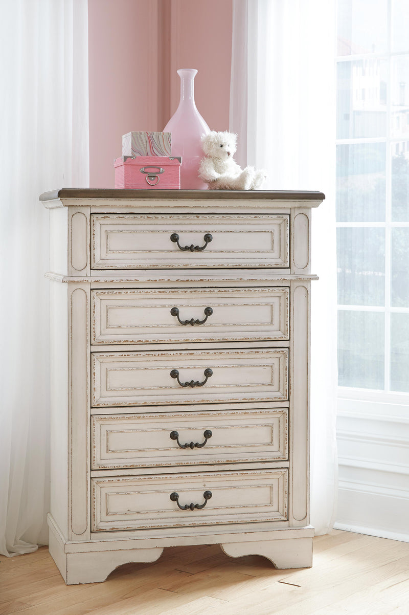 Realyn Two-tone Full Panel Bed, Dresser, Mirror, Chest and Nightstand - B743B81