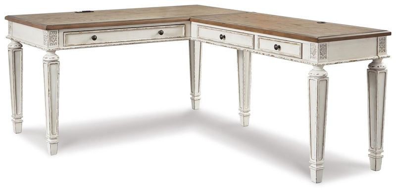 Realyn Two-tone Home Office Desk and Bookcase - H743H3