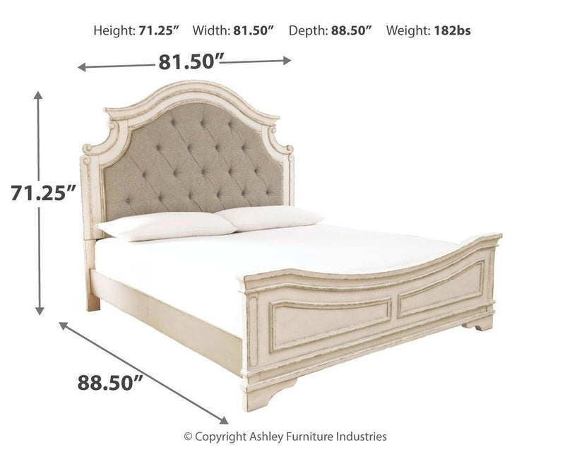 Realyn Two-tone King Panel Bed, Dresser, Mirror, Chest and 2 Nightstands - B743B48