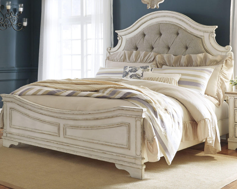 Realyn Two-tone King Panel Bed, Dresser, Mirror, Chest and 2 Nightstands - B743B48
