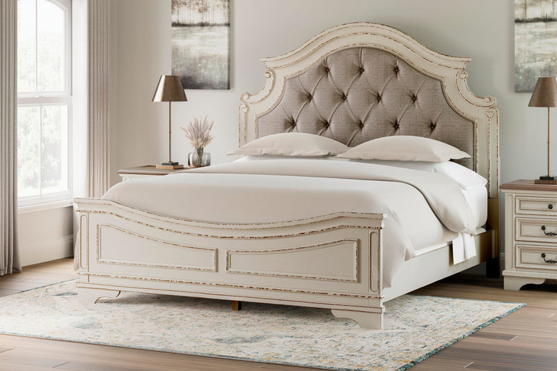 Realyn Two-tone King Panel Bed, Vanity, Chest and 2 Nightstands - B743B73