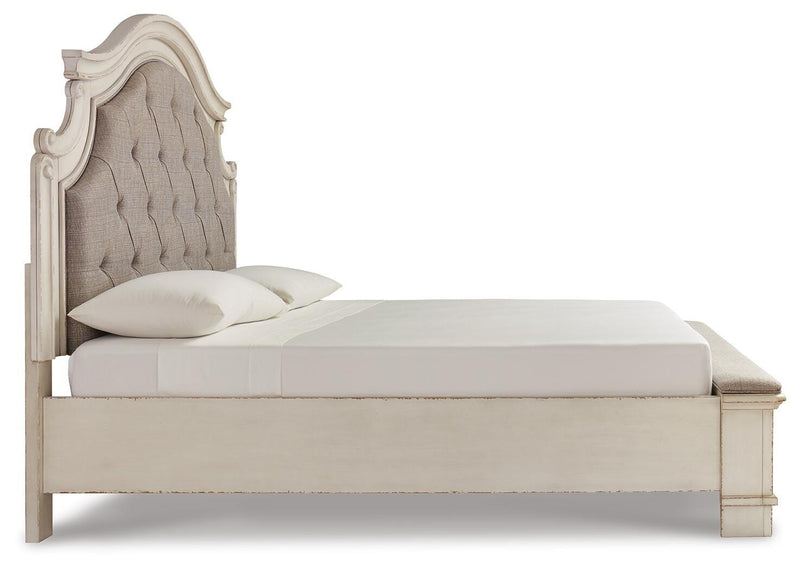 Realyn Two-tone King Panel Storage Bed, Dresser, Mirror and 2 Nightstands - B743B66