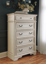 Realyn Two-tone King Storage Bed, Dresser, Chest and 2 Nightstands - B743B69