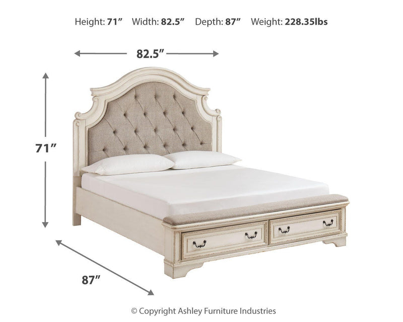 Realyn Two-tone King Storage Bed, Dresser, Mirror and Nightstand - B743B59