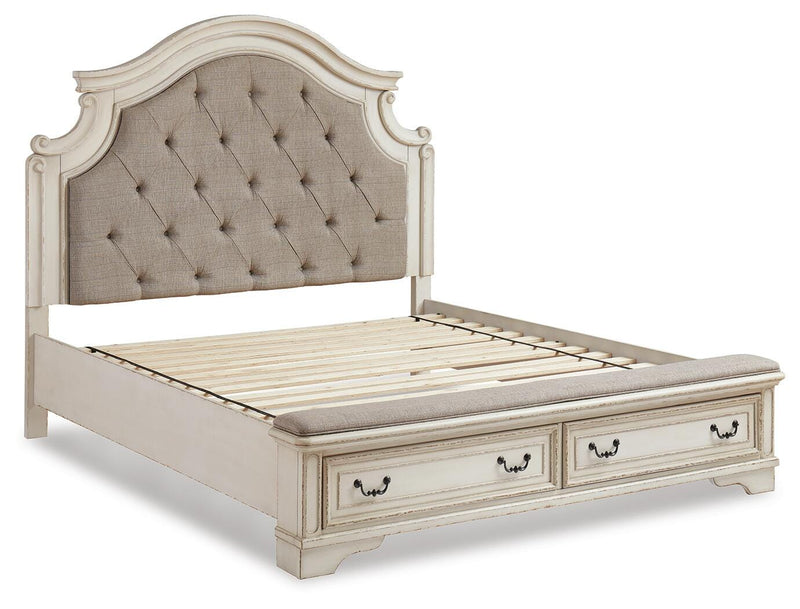 Realyn Two-tone King Storage Bed, Dresser, Mirror and Nightstand - B743B59