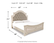 Realyn Two-tone Queen Upholstered Panel Bed and 2 Nightstands - B743B55