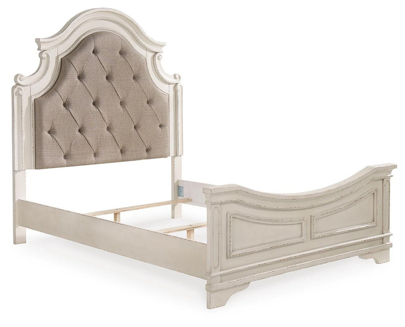 Realyn Two-tone Queen Upholstered Panel Bed and 2 Nightstands - B743B55