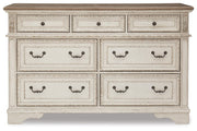 Realyn Two-tone Queen Upholstered Panel Bed, Dresser and 2 Nightstands - B743B67