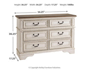 Realyn Two-tone Queen Upholstered Panel Bed with Storage, Dresser and Nightstand - B743B57