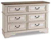 Realyn Two-tone Queen Upholstered Panel Bed with Storage, Dresser and Nightstand - B743B57