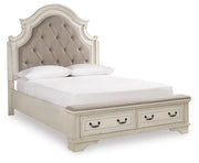 Realyn Two-tone Queen Upholstered Panel Bed with Storage, Dresser and Nightstand - B743B57