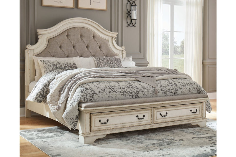 Realyn Two - tone Queen Upholstered Storage Platform Bed - DMV FurnitureQueen Bed
