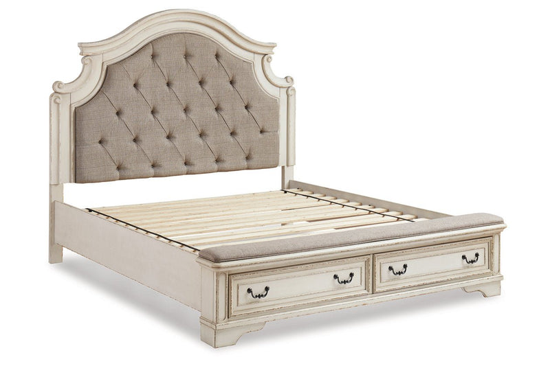 Realyn Two - tone Queen Upholstered Storage Platform Bed - DMV FurnitureQueen Bed