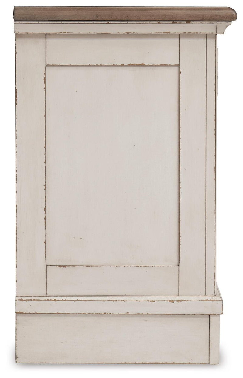 Realyn Two-tone Queen Upholstery Panel Bed, Dresser, Chest, Nightstand, and Vanity Set - B743B35