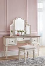 Realyn Two - tone Vanity and Mirror with Stool - DMV FurnitureVanity