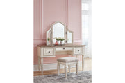 Realyn Two - tone Vanity and Mirror with Stool - DMV FurnitureVanity