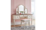 Realyn Two - tone Vanity and Mirror with Stool - DMV FurnitureVanity