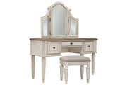 Realyn Two - tone Vanity and Mirror with Stool - DMV FurnitureVanity