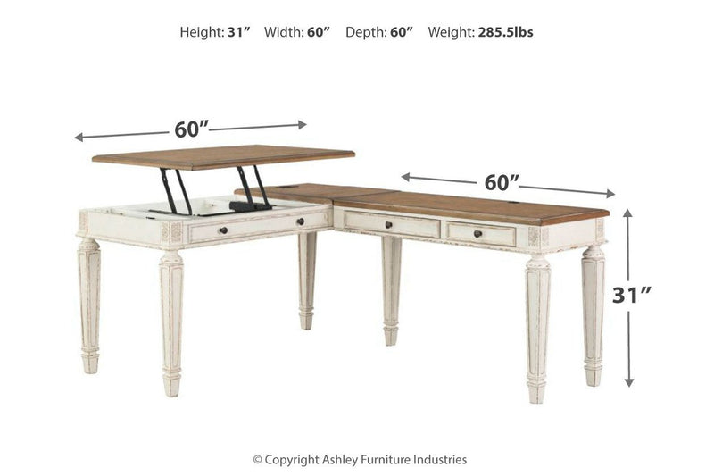 Realyn White/Brown 2 - Piece Home Office Lift Top Desk - DMV FurnitureOffice Desk