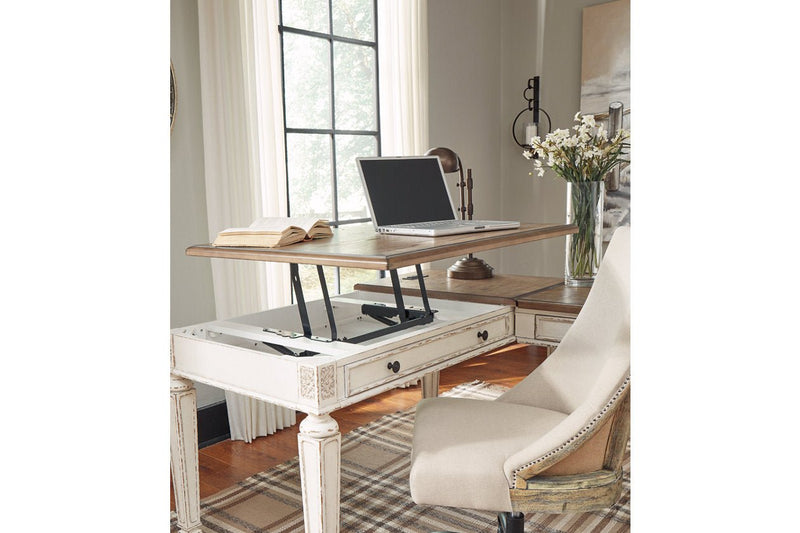 Realyn White/Brown 2 - Piece Home Office Lift Top Desk - DMV FurnitureOffice Desk