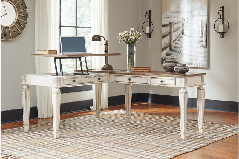 Realyn White/Brown 2 - Piece Home Office Lift Top Desk - DMV FurnitureOffice Desk