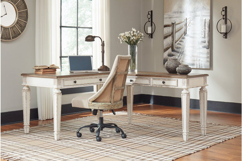 Realyn White/Brown 2 - Piece Home Office Lift Top Desk - DMV FurnitureOffice Desk