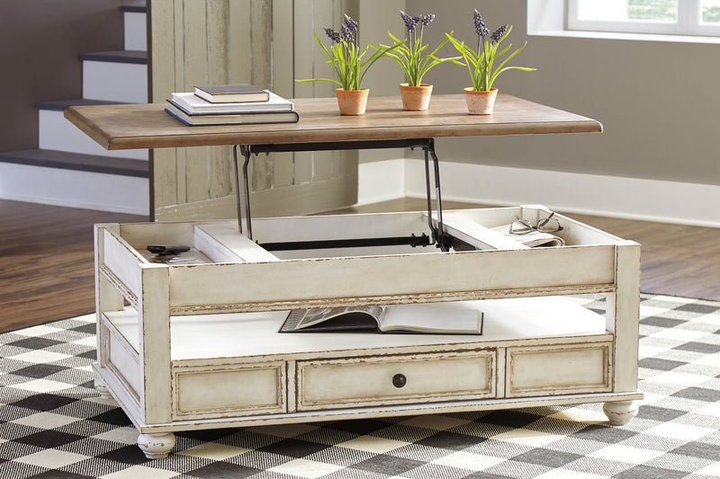 Realyn White/Brown Coffee Table with Lift Top - DMV FurnitureCoffee Table