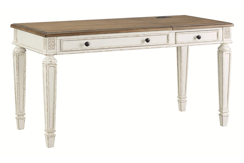 Realyn White/Brown Home Office Lift Top Desk - DMV FurnitureOffice Desks