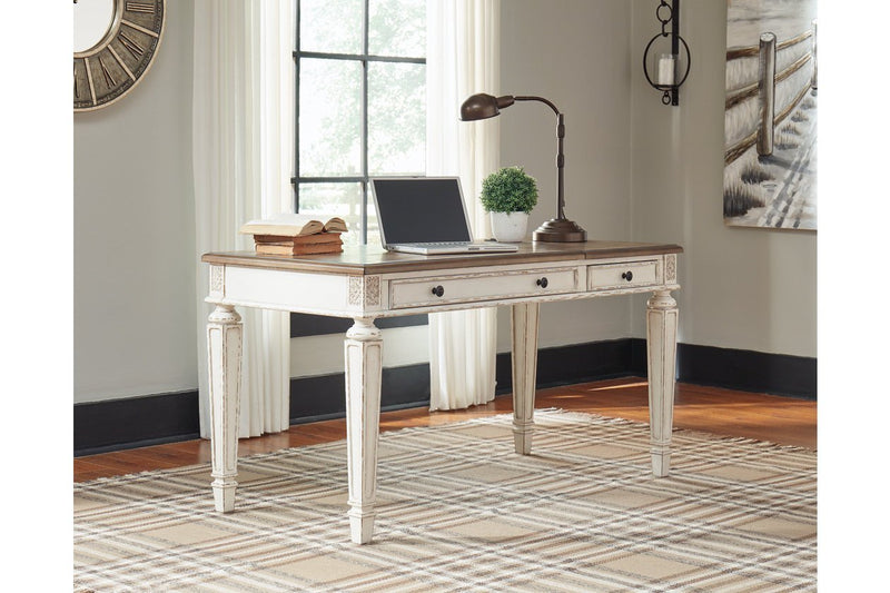 Realyn White/Brown Home Office Lift Top Desk - DMV FurnitureOffice Desks