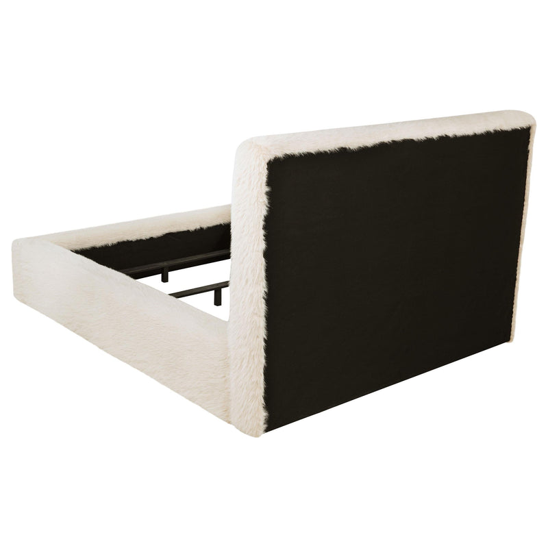 Rebecca Faux Fur Upholstered Queen Bed Cream - 306141Q